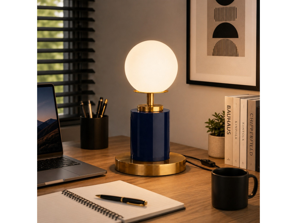 Lámpara de mesa de metal «Moira» - 17 x 17 x 34 cm - Azul