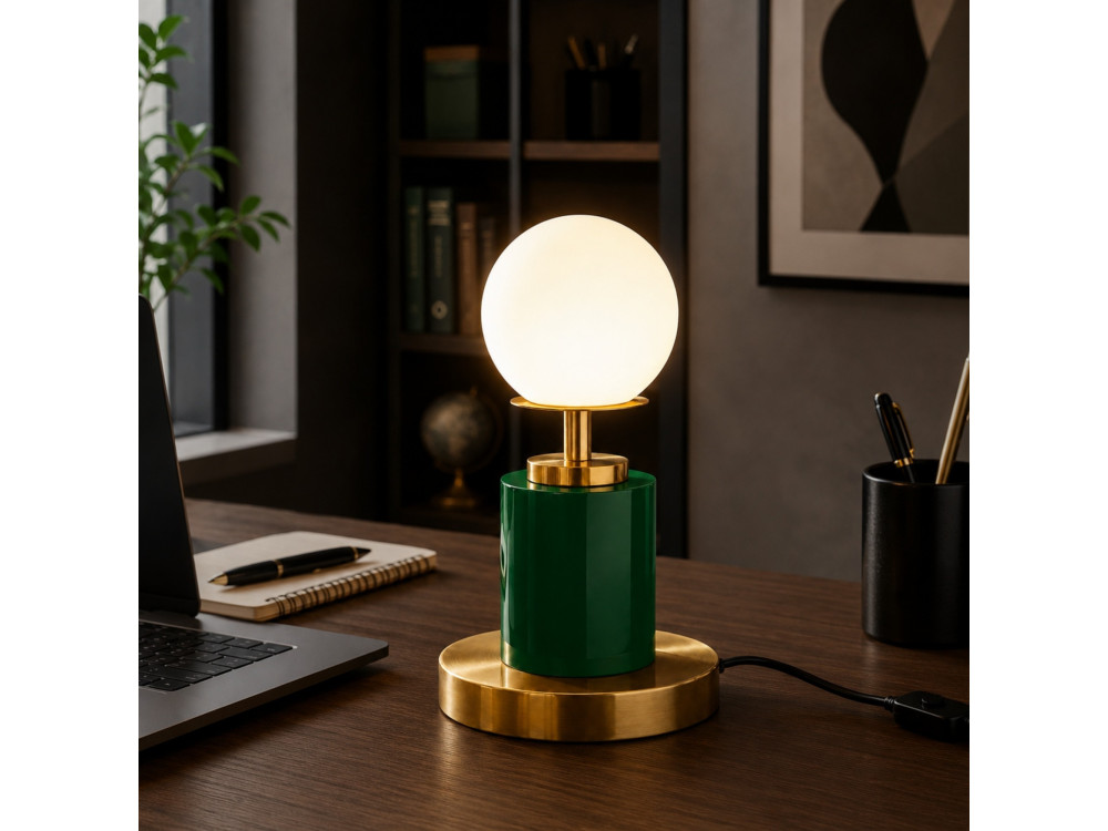 Lámpara de mesa de metal «Moira» - 17 x 17 x 34 cm - Verde