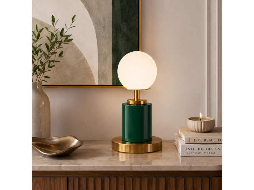 Lámpara de mesa de metal «Moira» - 17 x 17 x 34 cm - Verde