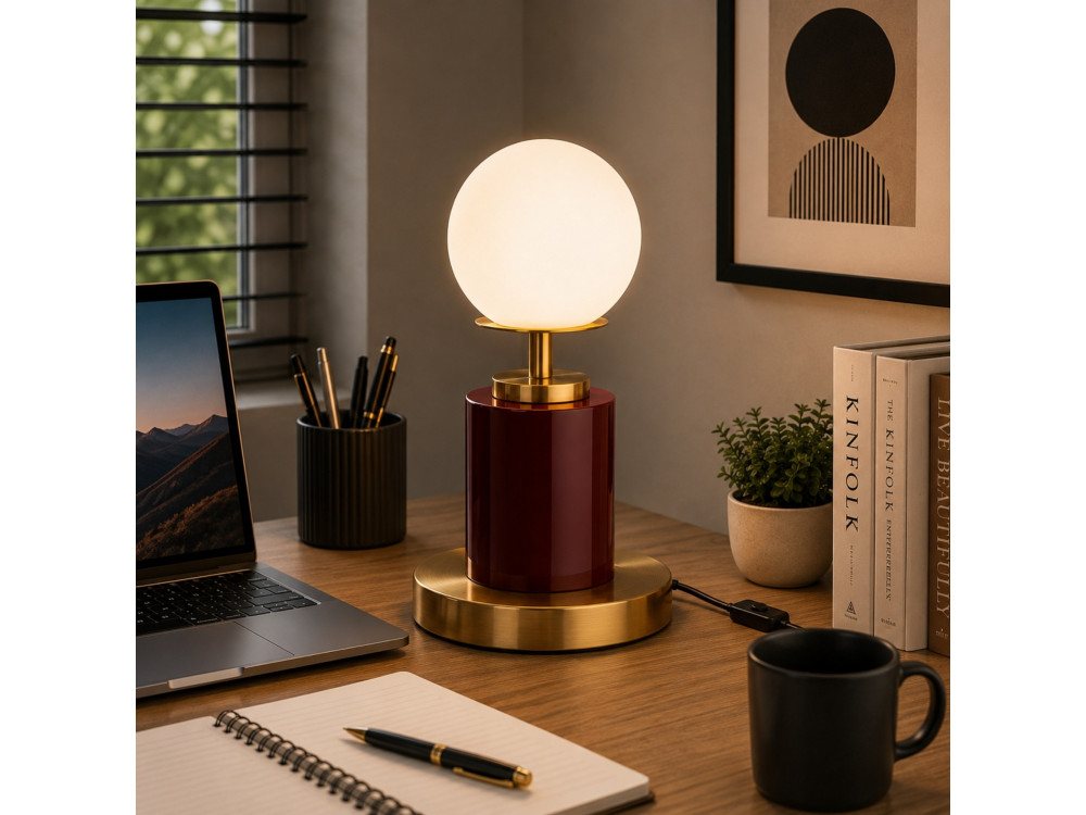 Lámpara de mesa de metal «Moira» - 17 x 17 x 34 cm - Rojo