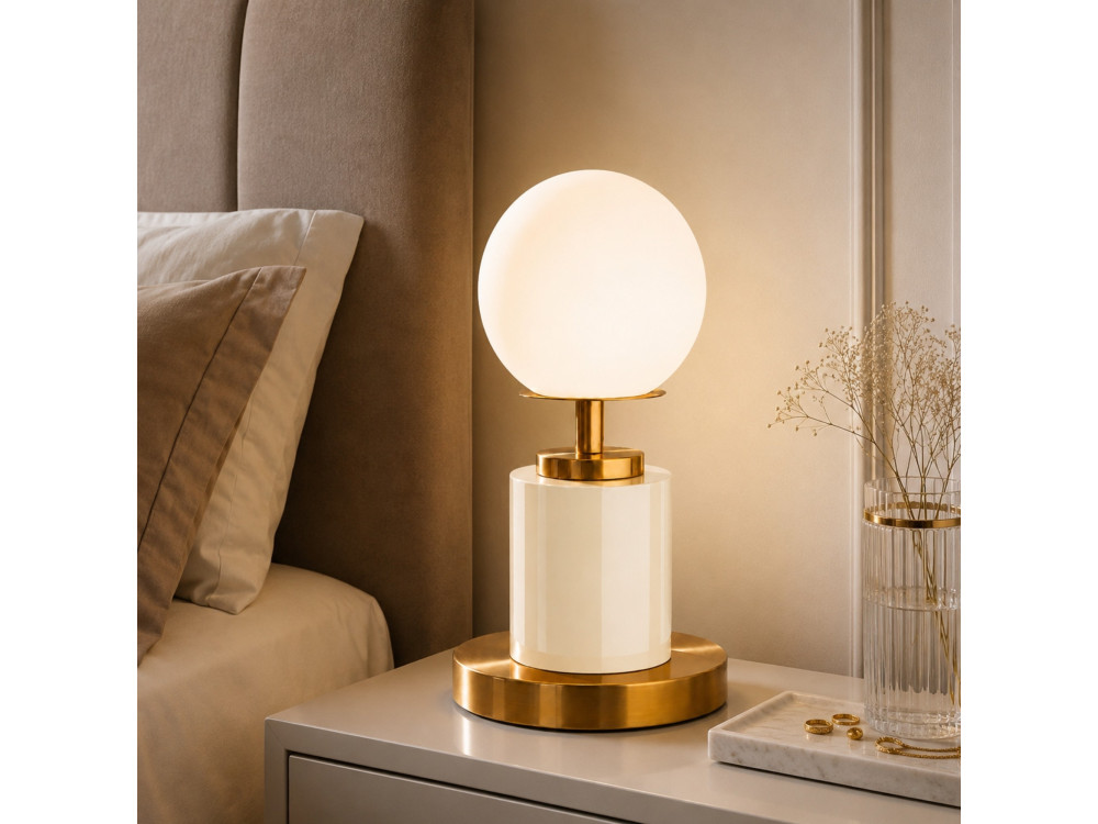 Lámpara de mesa de metal «Moira» - 17 x 17 x 34 cm - Beige