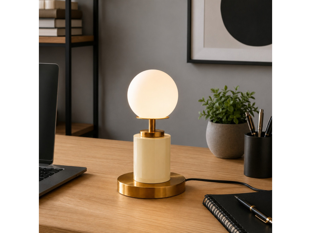 Lámpara de mesa de metal «Moira» - 17 x 17 x 34 cm - Beige