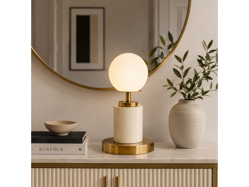 Lámpara de mesa de metal «Moira» - 17 x 17 x 34 cm - Beige