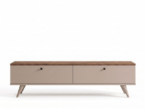Mueble para la tele de madera «Paris» - 160 x 25 x 40 cm - Nogal / Cachemira