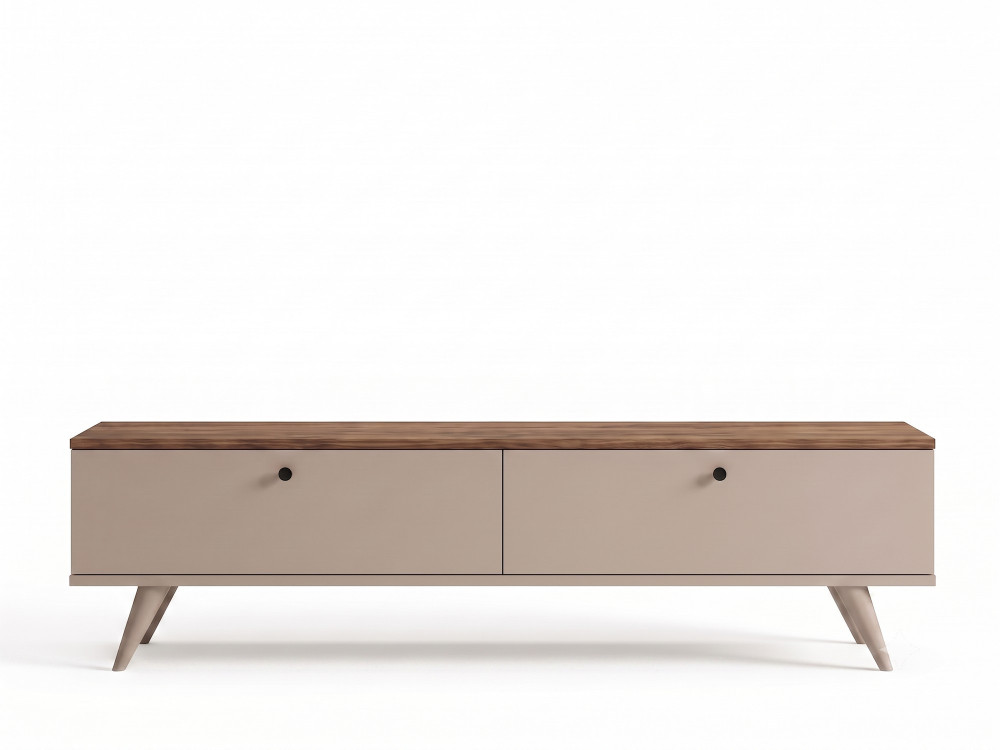 Mueble para la tele de madera «Paris» - 160 x 25 x 40 cm - Nogal / Cachemira