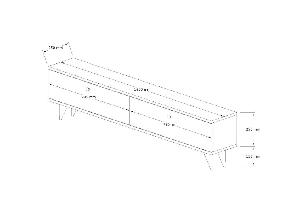 Mueble para la tele de madera «Paris» - 160 x 25 x 40 cm - Nogal / Cachemira