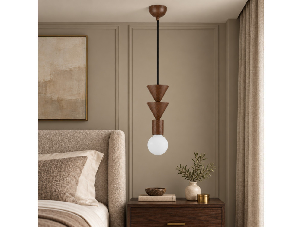 Lámpara colgante de madera «Rotas» - 10 x 10 x 115 cm - Marrón