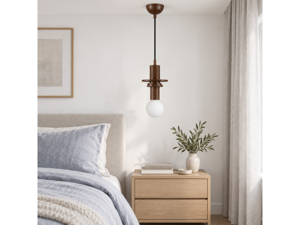 Lámpara colgante de madera «Rotas» - 13 x 13 x 113 cm - Marrón