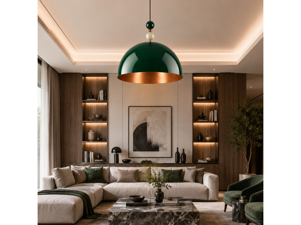 Lámpara colgante de metal «Bubble» - 60 x 60 cm - Verde oscuro