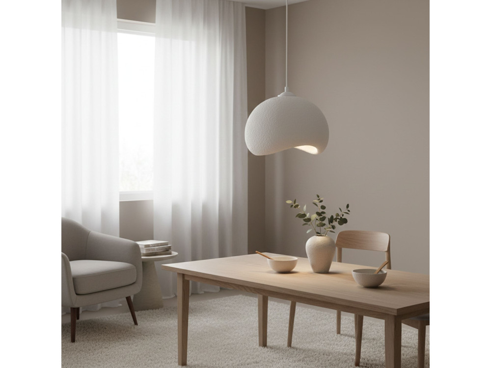 Lámpara colgante de metal «Yontu» - 34 x 29 x 120 cm - Blanco