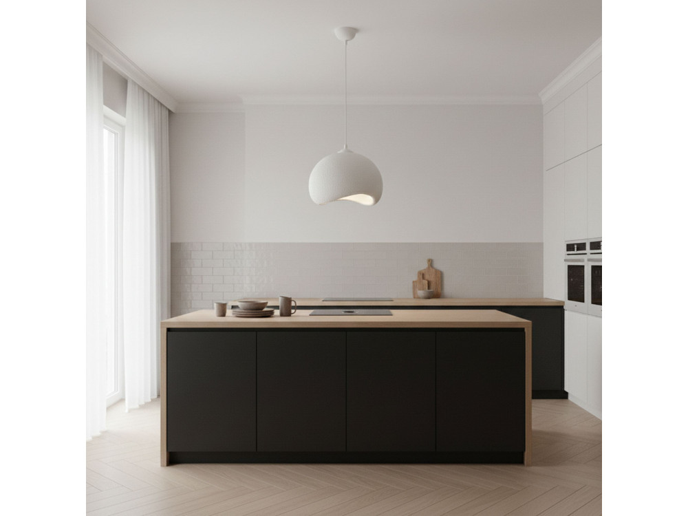 Lámpara colgante de metal «Yontu» - 34 x 29 x 120 cm - Blanco