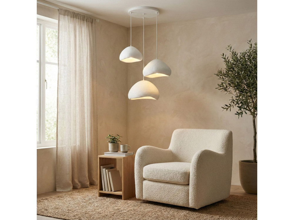 Lámpara de araña de metal «Lora» - 82 x 82 cm - Blanca