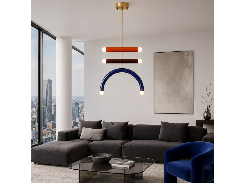 Lámpara de araña de metal «Vento» - 50 x 10 cm - Azul