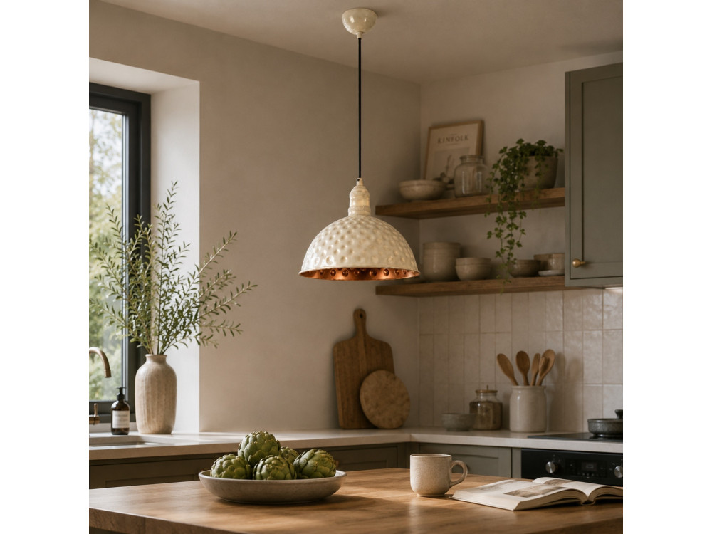 Lámpara colgante de metal «Echo» - 26 x 26 cm - Beige