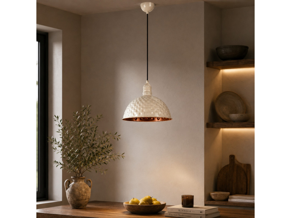 Lámpara colgante de metal «Echo» - 26 x 26 cm - Beige