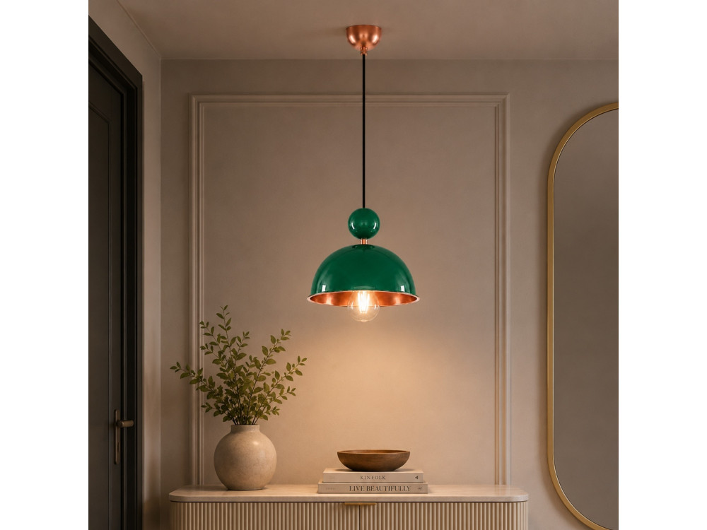 Lámpara colgante de metal «Bubble» - 21 x 21 cm - Verde claro