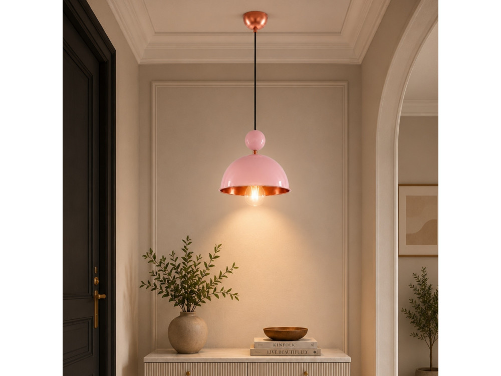 Lámpara colgante de metal «Bubble» - 21 x 21 cm - Rosa