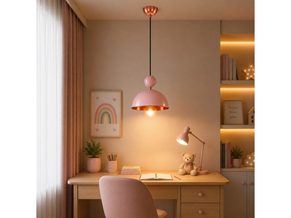 Lámpara colgante de metal «Bubble» - 21 x 21 cm - Rosa