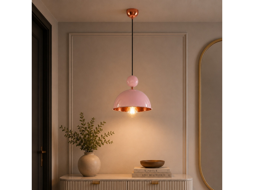 Lámpara colgante de metal «Bubble» - 21 x 21 cm - Rosa