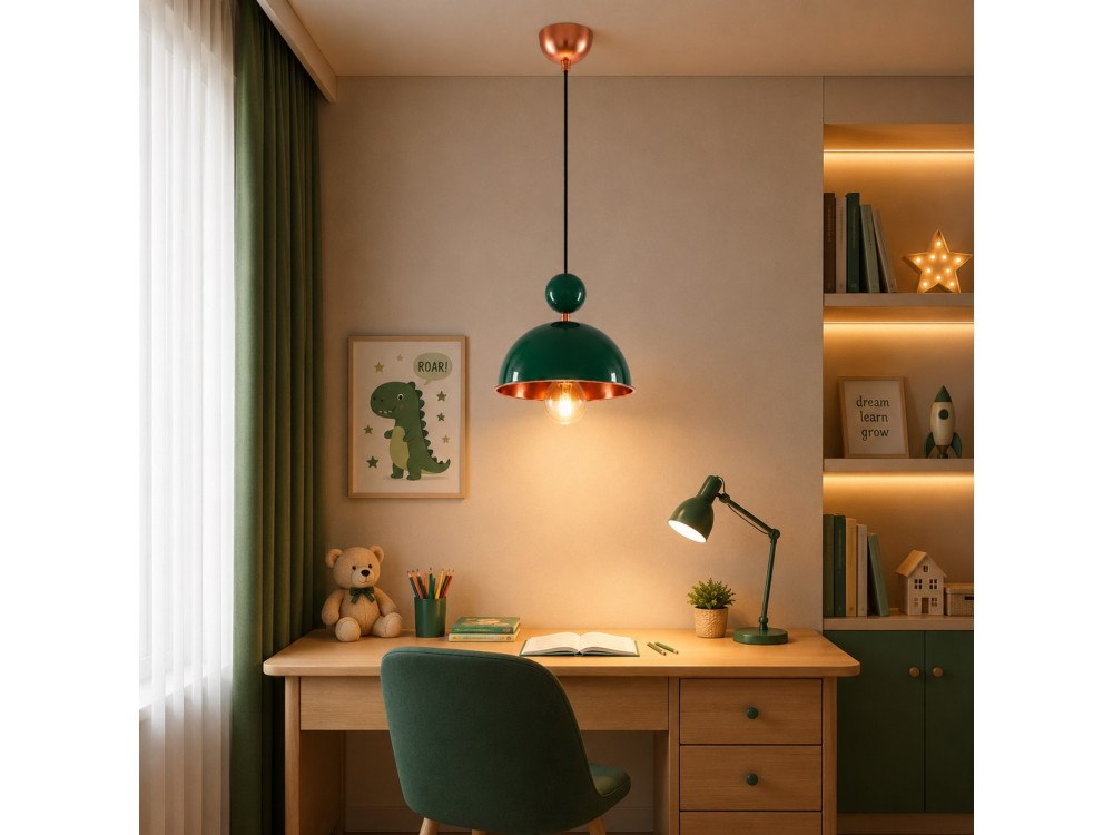 Lámpara colgante de metal «Bubble» - 21 x 21 cm - Verde oscuro