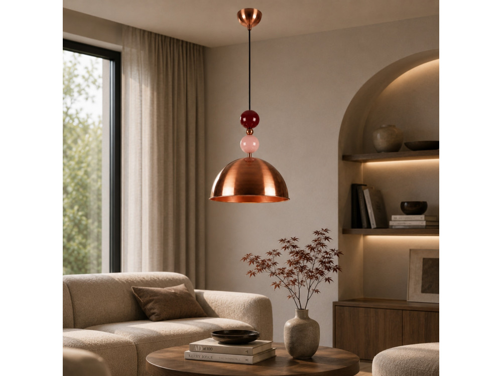 Lámpara colgante de metal «Bubble» - 31 x 31 cm - Cobre