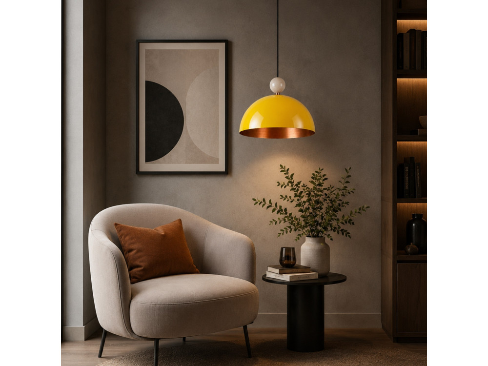 Lámpara colgante de metal «Bubble» - 40 x 40 cm - Amarillo