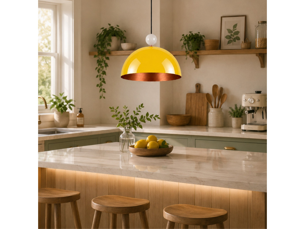 Lámpara colgante de metal «Bubble» - 40 x 40 cm - Amarillo