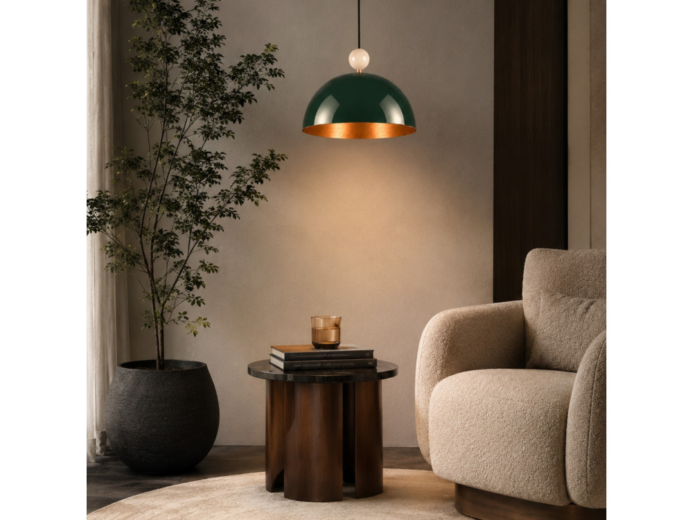 Lámpara colgante de metal «Bubble» - 40 x 40 cm - Verde oscuro