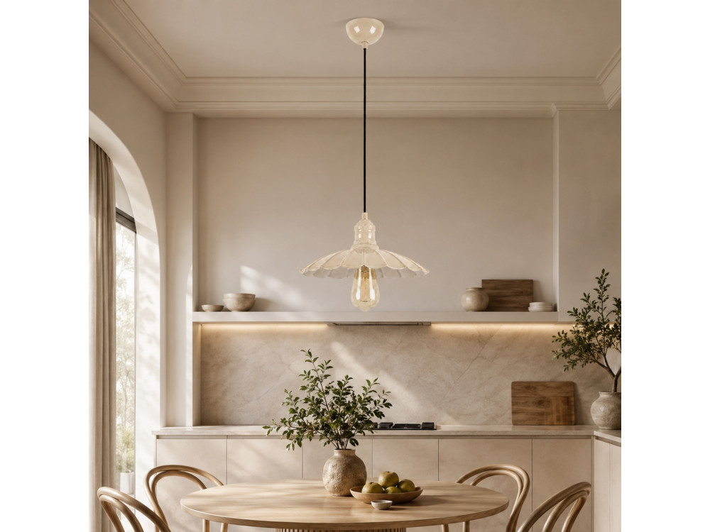 Lámpara colgante de metal «Volan» - 25 x 25 cm - Beige
