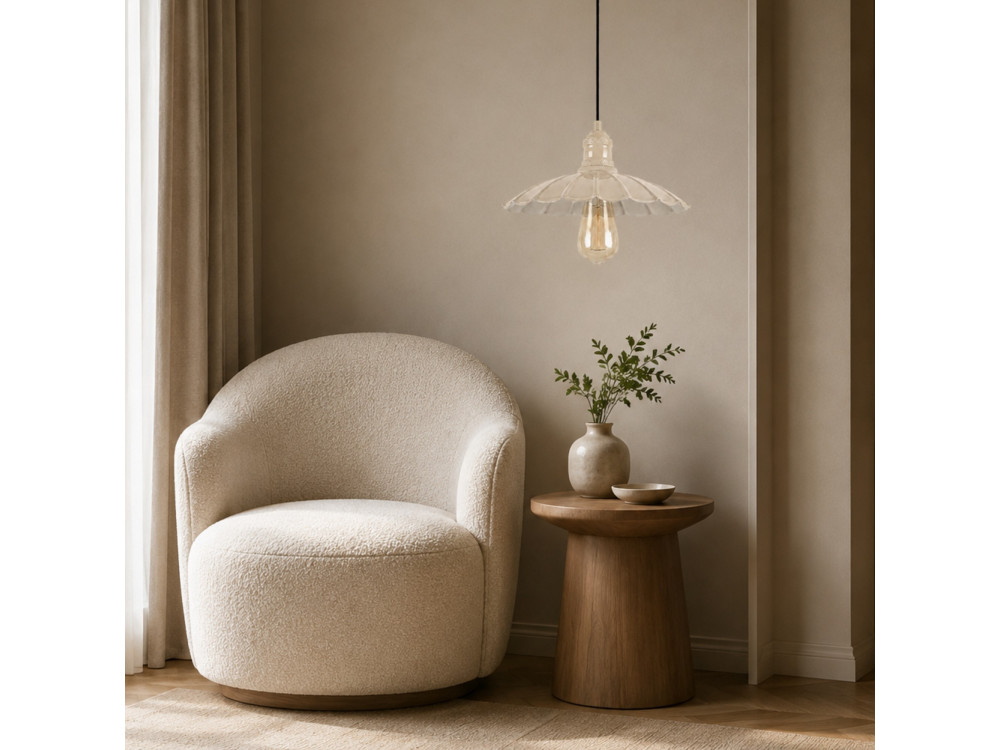 Lámpara colgante de metal «Volan» - 25 x 25 cm - Beige
