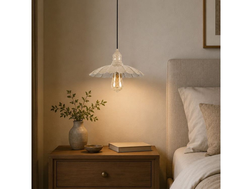 Lámpara colgante de metal «Volan» - 25 x 25 cm - Beige