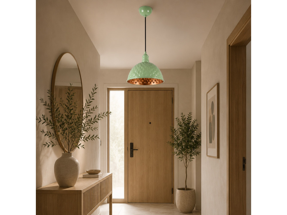 Lámpara colgante de metal «Echo» - 26 x 26 cm - Verde menta