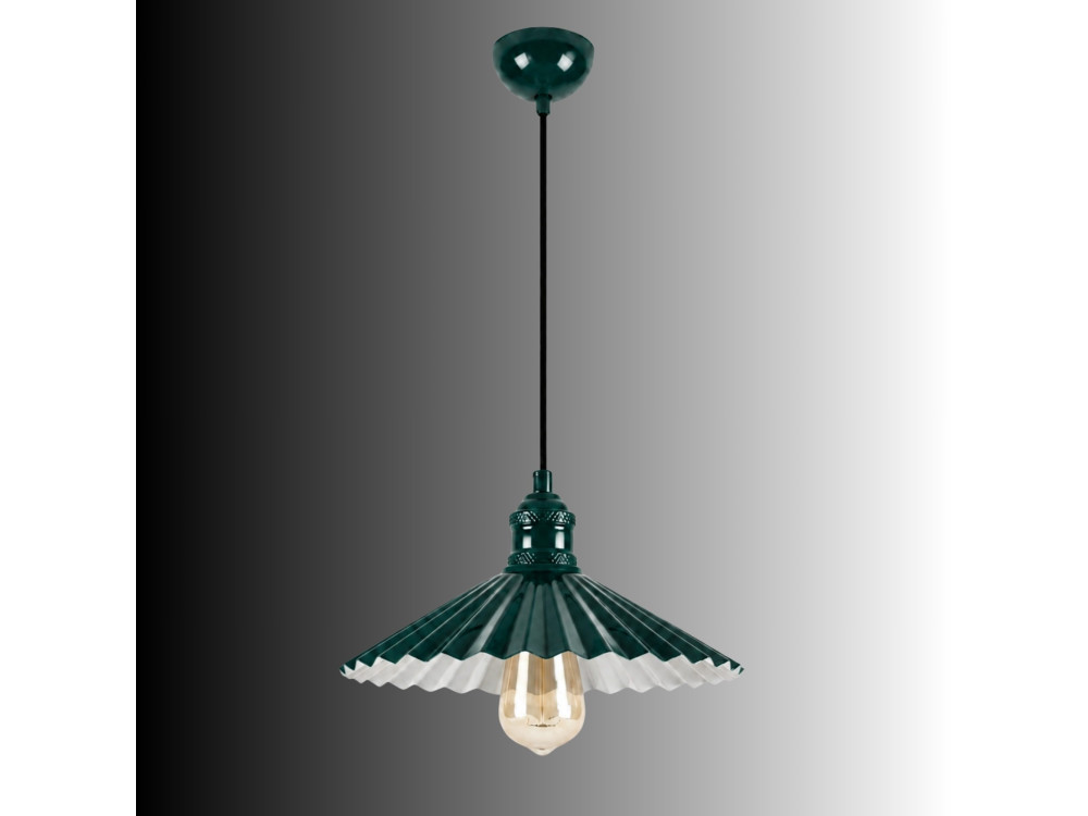 Lámpara colgante de metal «Plise» - 32 x 32 cm - Verde oscuro