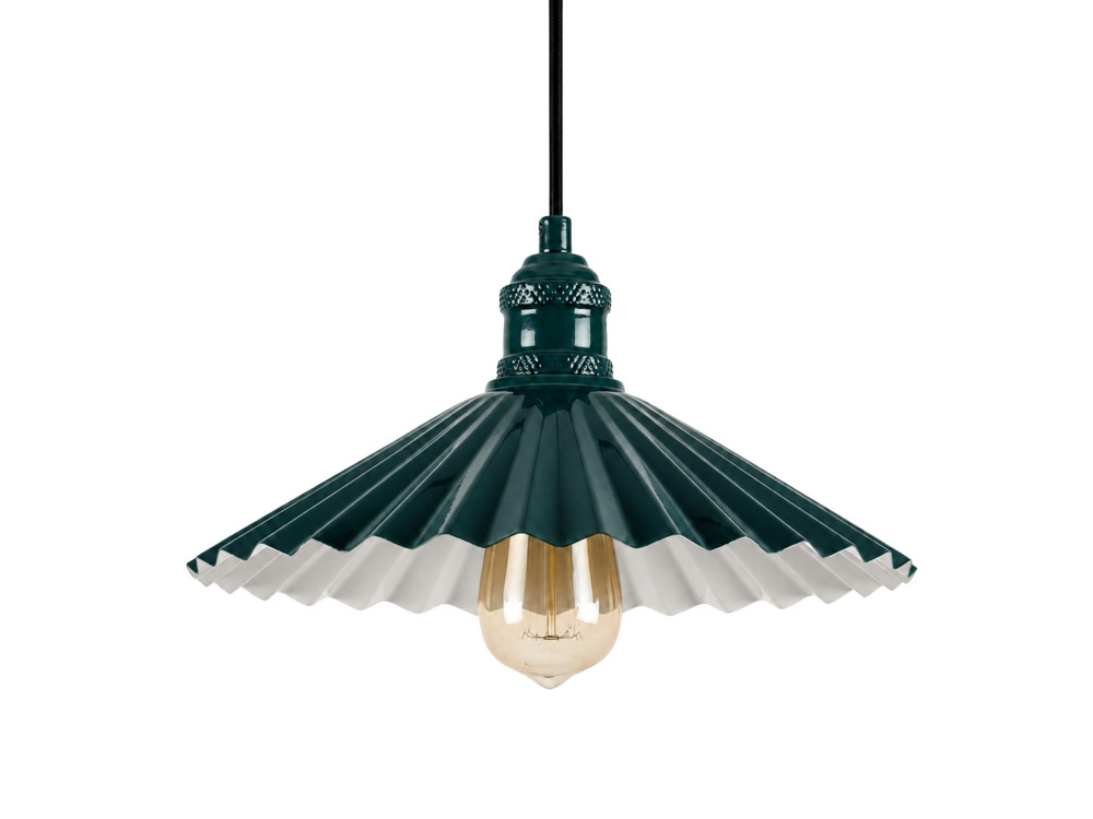 Lámpara colgante de metal «Plise» - 32 x 32 cm - Verde oscuro