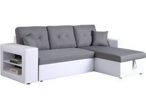 Sofá esquinero convertible/reversible "Axel" - Blanco/Gris