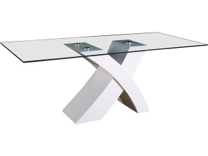 Mesa "Mona" en vidrio rectangular - 200 x 90 x 74 cm - Blanc