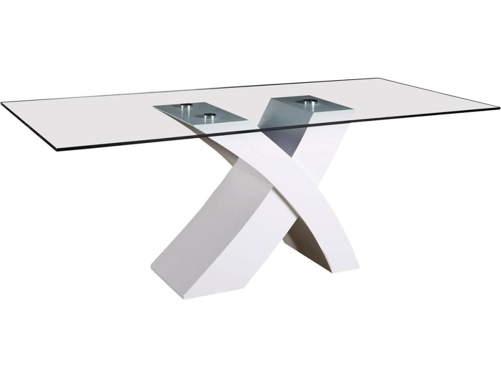 Mesa "Mona" en vidrio rectangular - 200 x 90 x 74 cm - Blanc