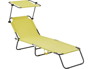 Tumbona plegable "Lazy" - Con sombrilla - Amarillo