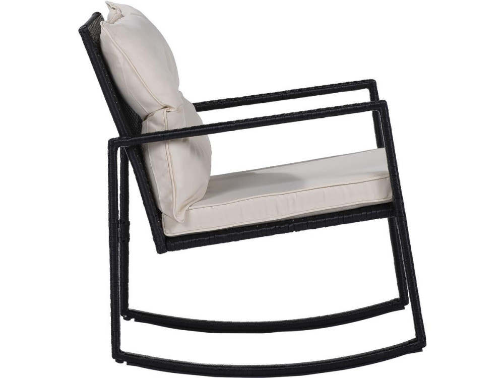 Conjunto de muebles de jardín "Sami" con mecedoras - Negro/beige