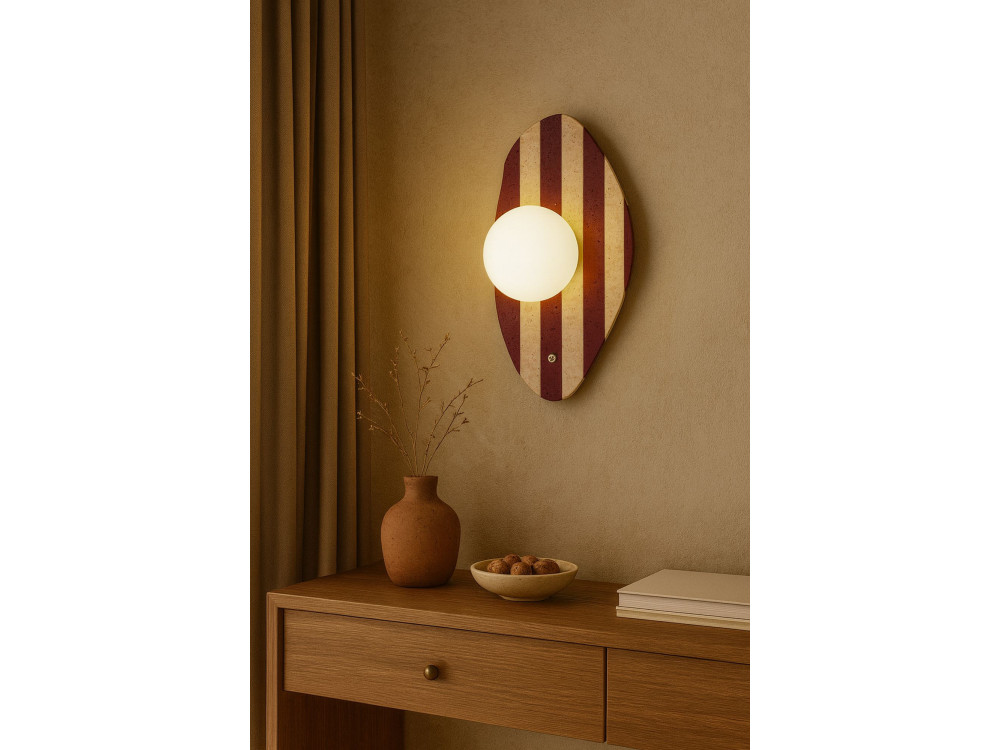 Aplique de pared de travertino «Push» - Beige / Blanco / Rojo