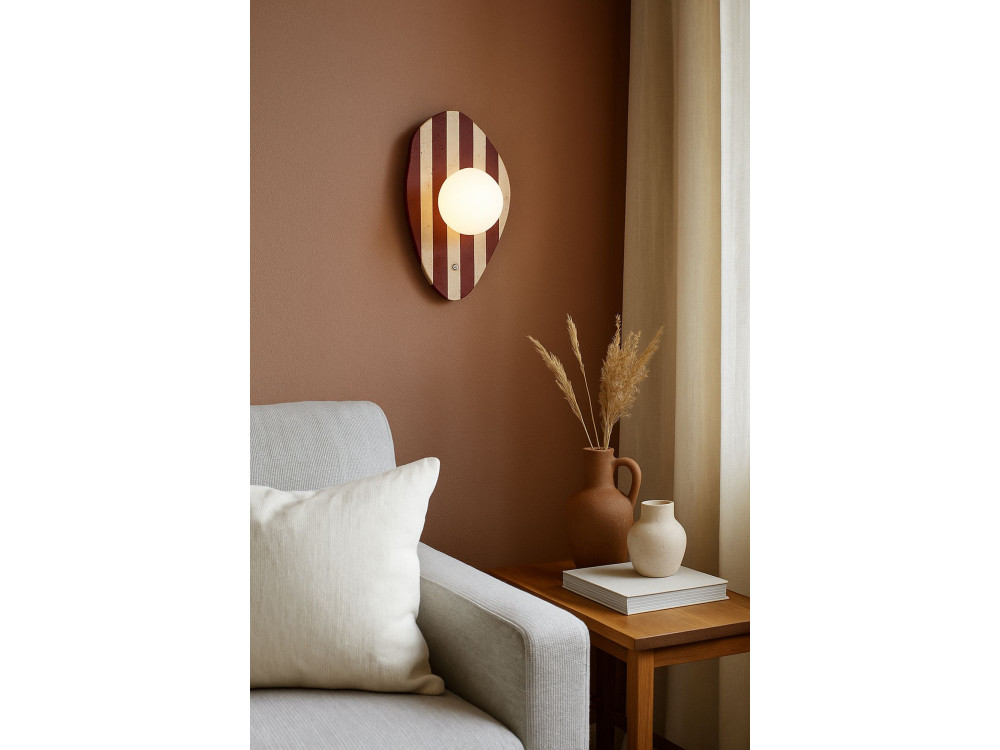 Aplique de pared de travertino «Push» - Beige / Blanco / Rojo