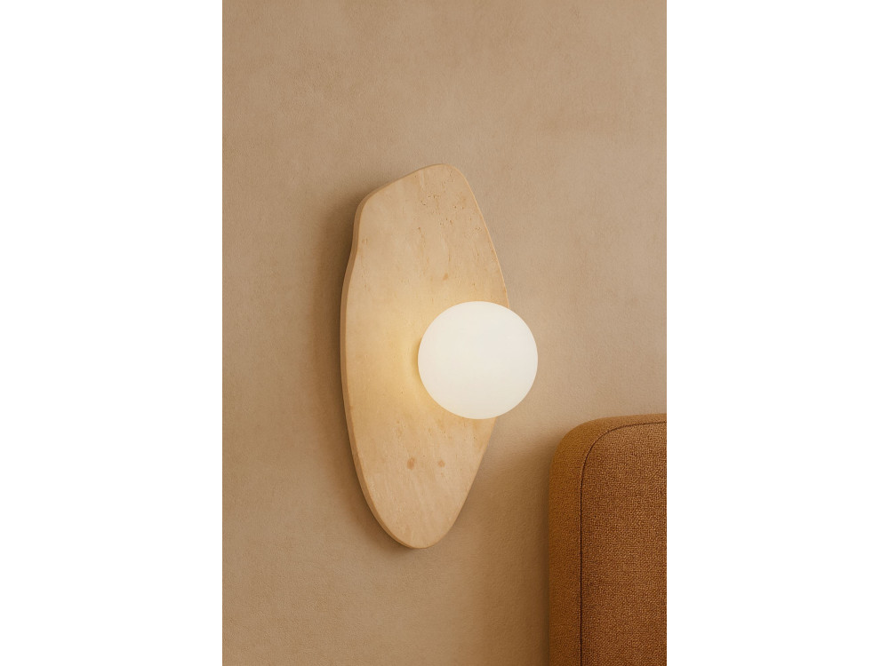 Aplique de pared de travertino «Busy» - Beige / Blanco