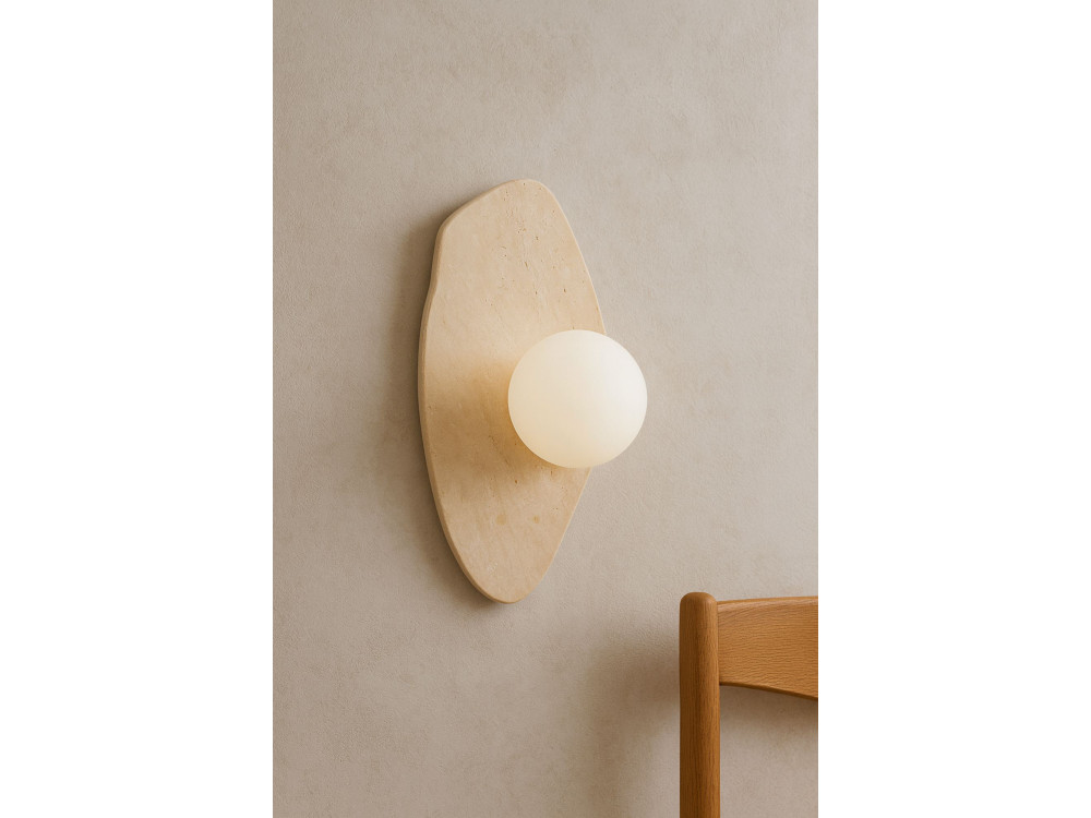 Aplique de pared de travertino «Busy» - Beige / Blanco