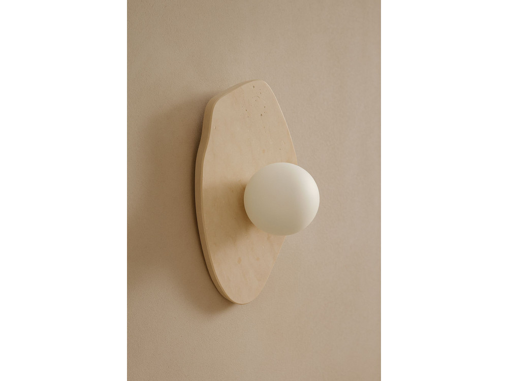 Aplique de pared de travertino «Busy» - Beige / Blanco