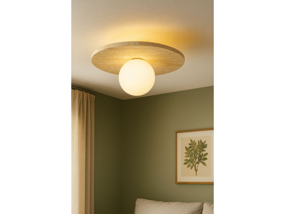 Lámpara de techo de travertino «Tor-Tun» - Beige / Blanco