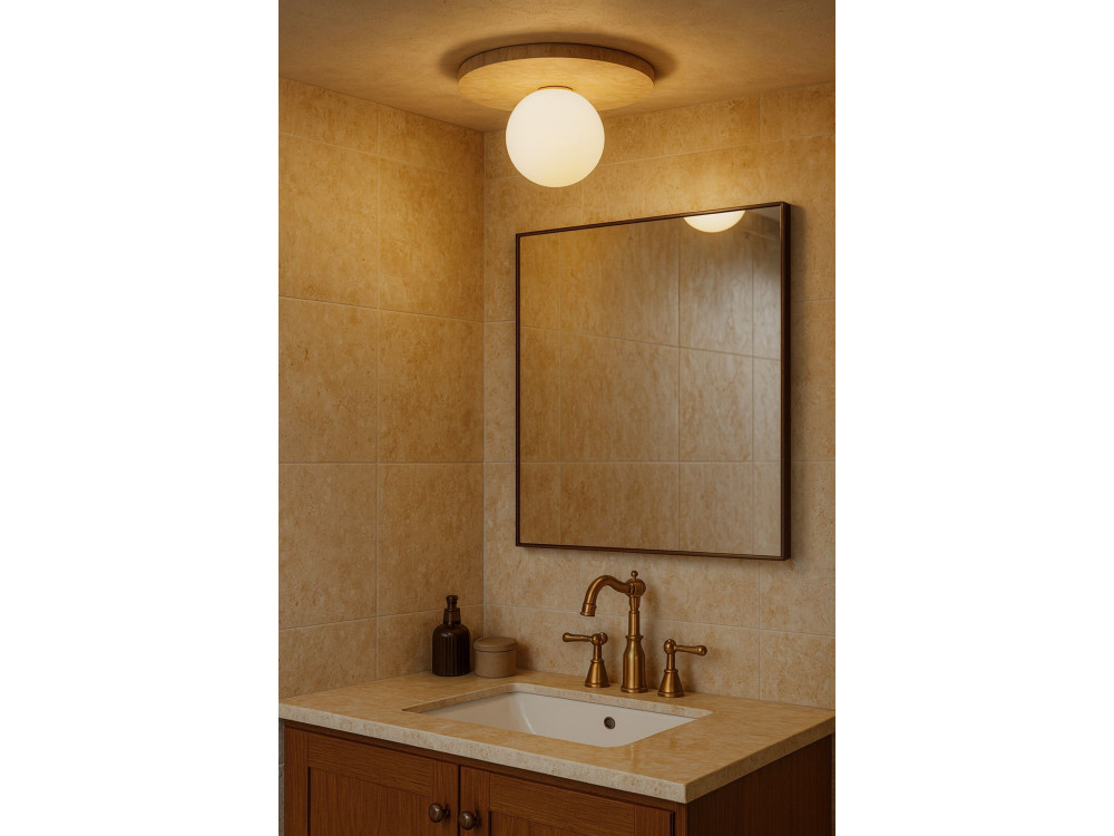 Lámpara de techo de travertino «Tor-Tun» - Beige / Blanco