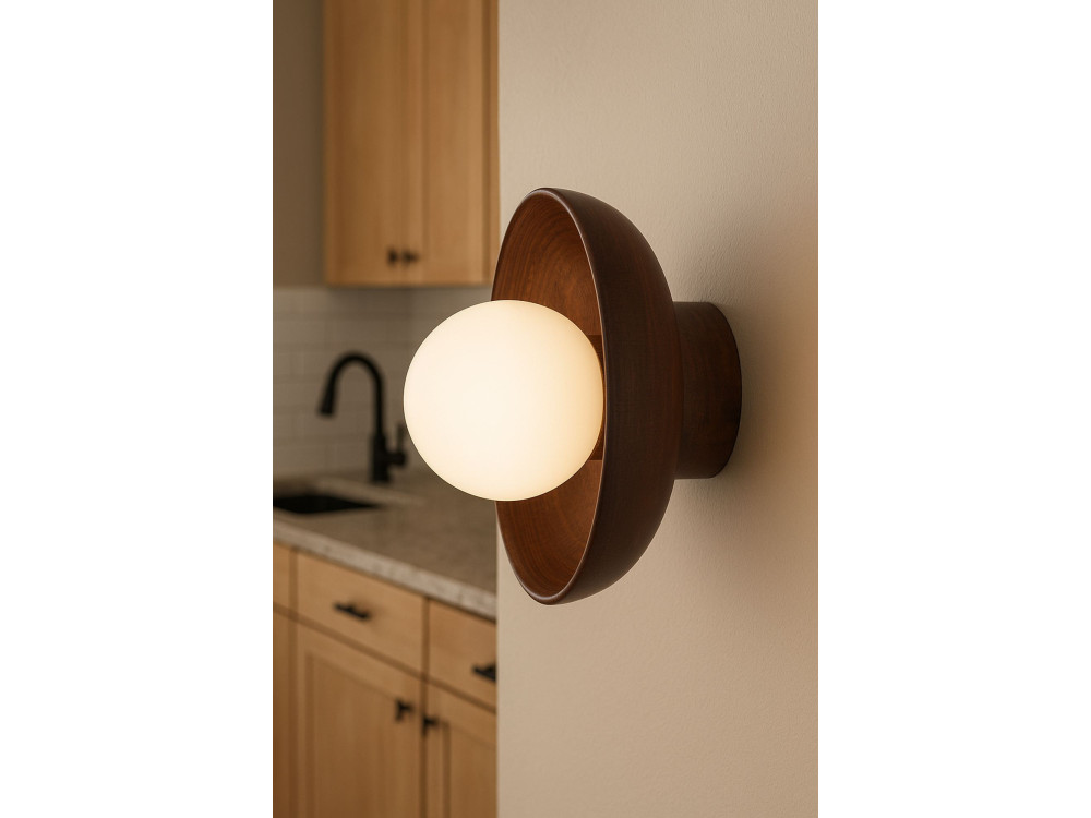 Aplique de pared de madera «Hand-S» - Nogal / Blanco