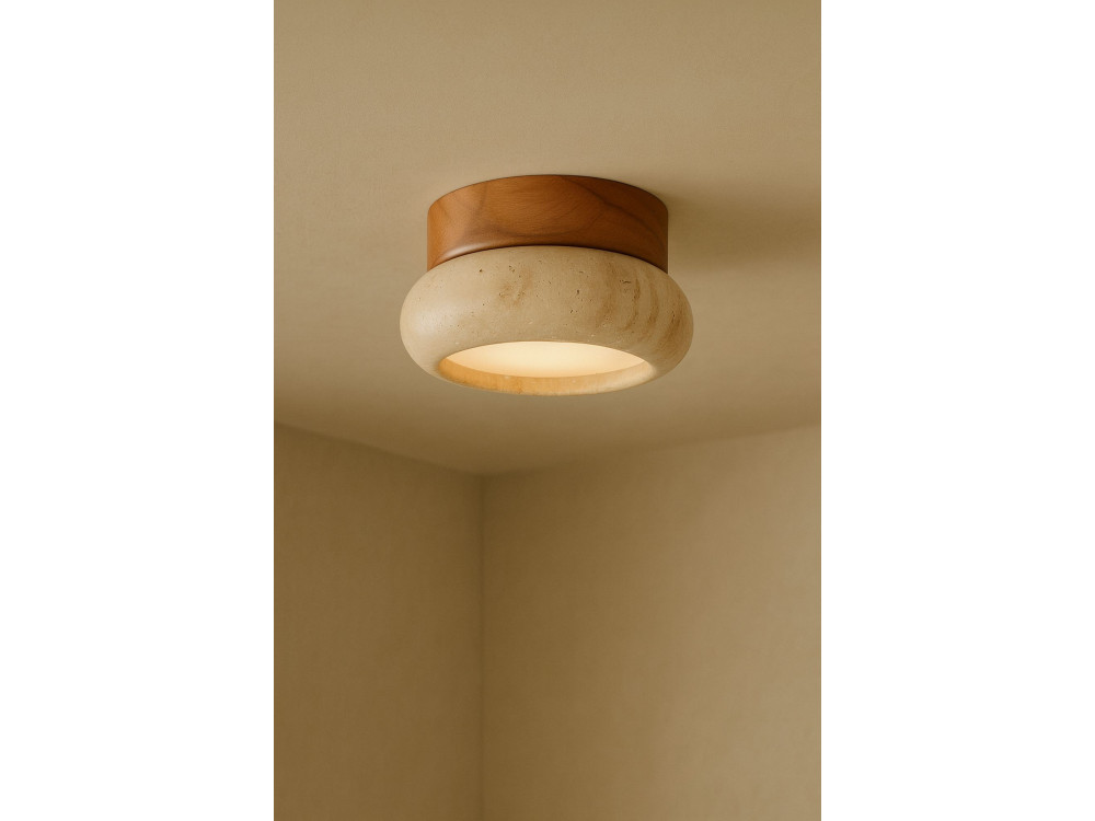 Lámpara de techo de madera «Worm-S» - Roble / Beige