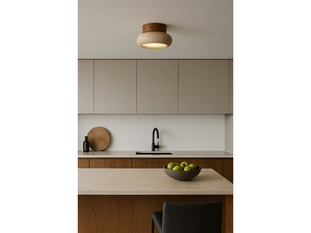 Lámpara de techo de madera «Worm-S» - Roble / Beige
