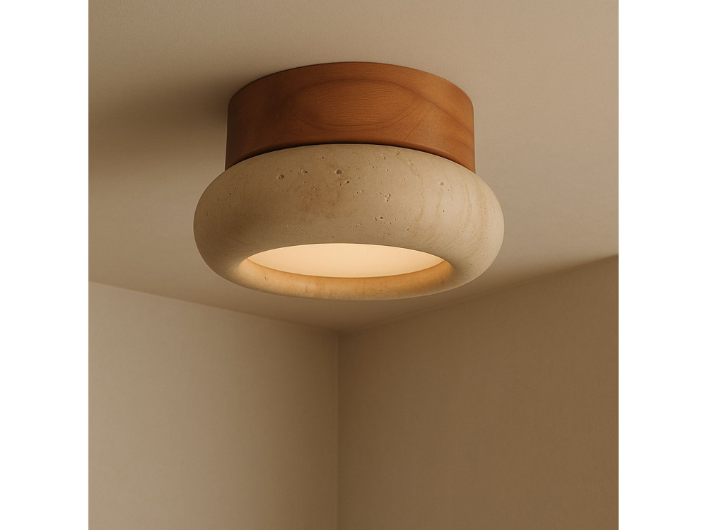 Lámpara de techo de madera «Worm-S» - Roble / Beige
